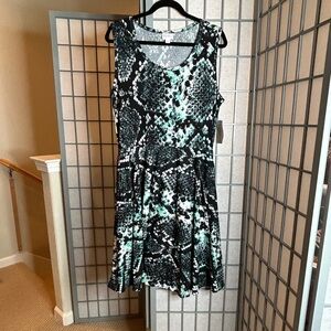 NWT LuLaRoe Nicki Black and Teal Sleeveless Midi Dress